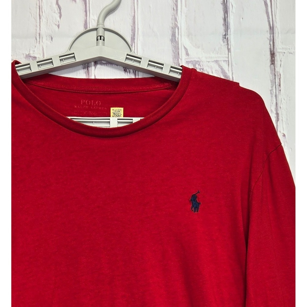 Polo Ralph Lauren T-Shirt Red Long Sleeve Pony Logo Classic Preppy Mens Size M